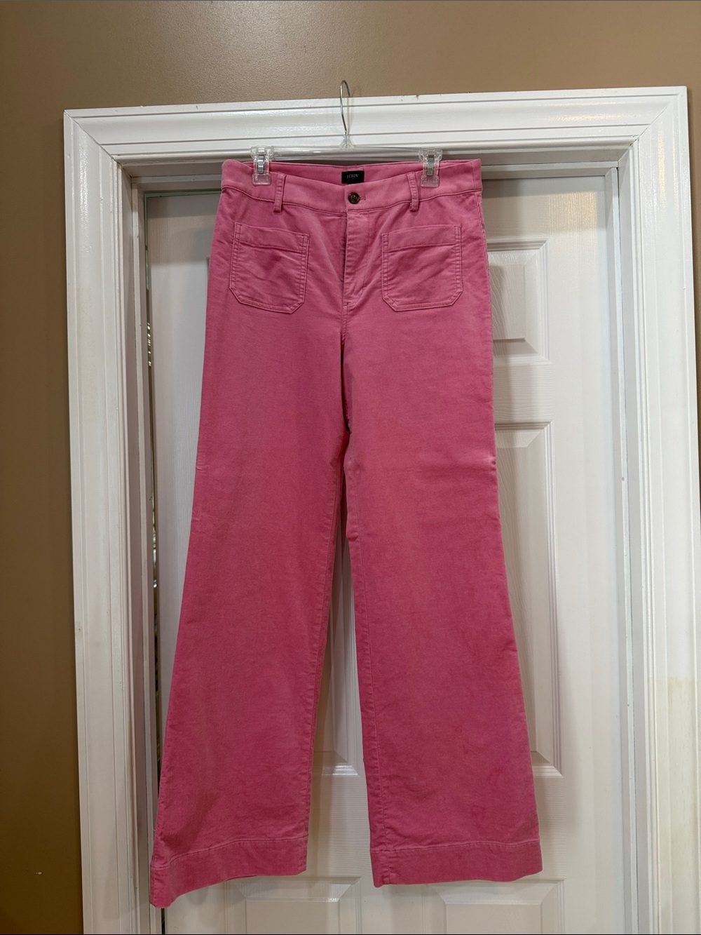 J Crew Lizzie Pocket Wide Leg Pants. Sz 8/29 TALL. EUC. Pink Corduroy